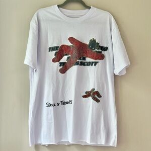 Crown & Sword | Strick x Travis Scott White Graphic T-Shirt